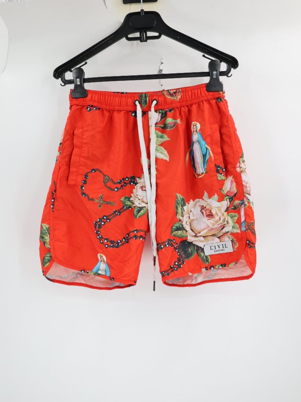Civil Regime Swim Trunks Mens Medium 6" Lined Rose rosary holly Drawstring pool